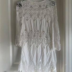 Women’s White Crochet Cover-Up Dress